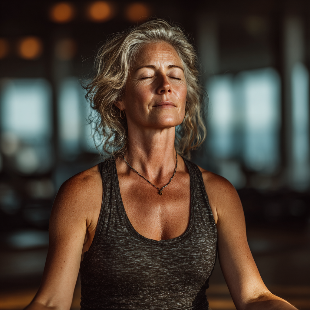 Літня пара разом практикує йогу